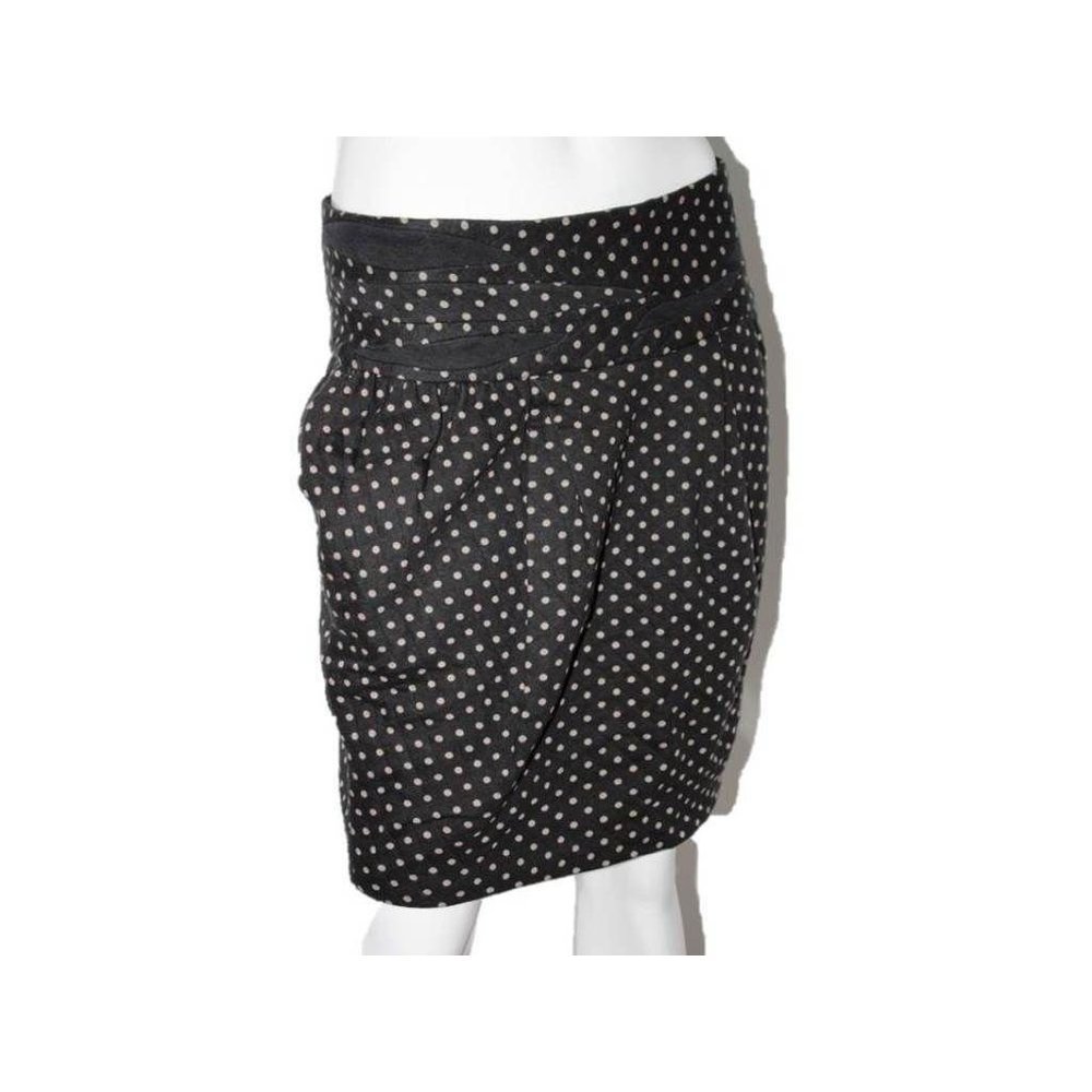 $200 ELIZABETH & JAMES Designer POLKA Black Tan POCKET Zip SKIRT ( L )
